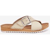 Inblu Women Leather Slippers With Buckle Beige | shoptok.hr