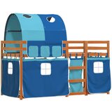 Krevet na kat sa zavjesama plavi 80x200 cm od masivne borovine | Eponuda.com