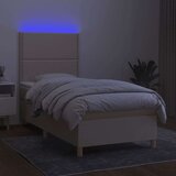  Box spring postelja z vzmetnico LED krem 100x200 cm blago, (20892796) | Shoptok.si
