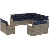  11-dijelni vrtni set s jastucima, sivi poliratan | shoptok.hr