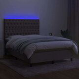  Krevet box spring s madracem LED smeđesivi 140x190 cm tkanina | shoptok.hr