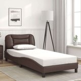  Posteljni okvir z vzglavjem rjav 90x200 cm umetno usnje, (21088941) | Shoptok.si