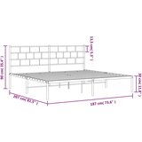 vidaXL Kovinski posteljni okvir z vzglavjem bel 180x200 cm | Shoptok.si