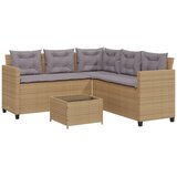  The Living Store Vrtni kavč z mizo in blazinami v obliki črke L bež poli ratan - Vrtni Kavč, (21451826) | Shoptok.si