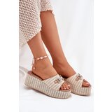 Boto Women's Wedge Sandals With Braiding And Decoration Beige Isolene | ePonuda.com