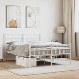 Maison Chic Kovinski Posteljni okvir - Dvoposteljna postelja - Zakonska postelja z vzglavjem in vznožjem bel 140x200 cm, (21696001) | Shoptok.si