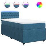 vidaXL Box spring postelja z vzmetnico modra 80x200 cm žamet, (21310442) | Shoptok.si
