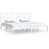 Maison Chic Posteljni okvir - Dvoposteljna postelja - Zakonska postelja bel iz trdne borovine 200x200 cm-J3057, (21773029) | Shoptok.si