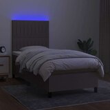  Box spring postelja z vzmetnico LED taupe 90x200 cm blago | Shoptok.si