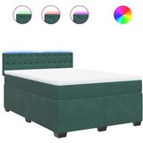vidaXL Box spring postelja z vzmetnico temno zelena 140x200 cm žamet, (21304725) Cene
