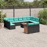  Vrtni set s jastucima, 13 dijelova, crni poliratan | shoptok.hr