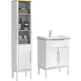  Set namještaja za kupaonicu 2 pcs Bijelo Čvrsto borovo drvo | shoptok.hr