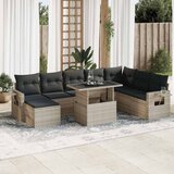 Maison Chic Seti vrtnega pohištva - Vrtna garnitura - Vrtni pohištvo set 9-delna z blazinami sv. siv poli ratan, (21804546) | Shoptok.si