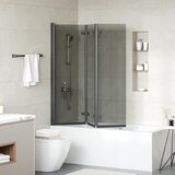  Sklopiva tuš kabina Crna 130 x 138 cm ESG staklo i aluminij | shoptok.hr