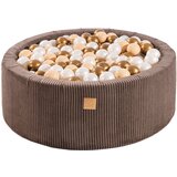 MeowBaby Okrogel bazen z žogicami Aesthetic bazen z žogicami 90x30 cm z 200 žogicami, velvet, rjava: bela biserna/bež/platinasto zlata, (21289250) | Shoptok.si
