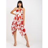 Fashion Hunters White and red dress with floral straps Cene