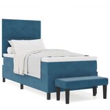 Box Spring Krevet s madracem i klupom Tamno plavi 90x200 cm Baršun | shoptok.hr
