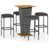  5-dijelni vrtni barski set od poliratana s jastucima sivi Siva 60 cm table length | shoptok.hr