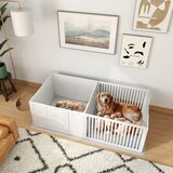  Kućica za štence s podlogom lako se čisti drvena 166x80x50 cm bijela | shoptok.hr