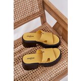Boto Ladies Platform Slippers With A Chunky Heel Yellow Rizana | Shoptok.si