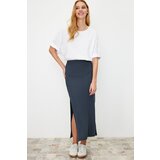 Trendyol Light Anthracite Slit Detail Fitted High Waist Ribbed Flexible Maxi Knitted Skirt | ePonuda.com