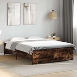 vidaXL Posteljni okvir dimljeni hrast 120x190 cm inž. les in kovina, (21128335) | Shoptok.si