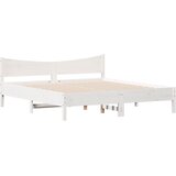vidaXL Posteljni okvir z vzglavjem bel 200x200 cm trdna borovina, (21094952) Cene
