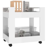 Kolica za radni stol sjajna bijela 60x45x60cm konstruirano drvo | shoptok.hr
