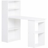 HOMCOM Računalniška pisalna miza s prostorsko varčnim regalom za računalnik, jedilna miza za pisarno in kabinet, 120x55x120 cm, bela, (20728009) | Shoptok.si