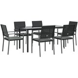  7-dijelni vrtni blagovaonski set s jastucima poliratan i čelik Crna Dužina stola 160 cm | shoptok.hr