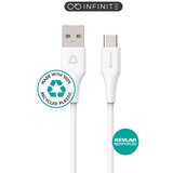 Estuff INFINITE kabel USB C-A 2m, bel blister, 60W, 480Mbps, recikl. plastika, (21221178) | Shoptok.si