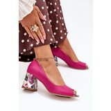 Boto Leather pumps with decorative heel Fuchsia Lewski Shoes | Shoptok.si