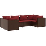 vidaXL 6-dijelna vrtna garnitura s jastucima smeđa od poliratana | shoptok.hr