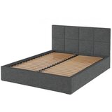 MESONICA Antracitno sivi tapecirani bračni krevet s prostorom za odlaganje s podnicom 160x200 cm Bufo – | shoptok.hr