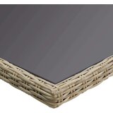  Vrtna jedilna miza rjava 200x100x74 cm steklo in poli ratan, (20665653) | Shoptok.si