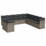  The Living Store Vrtna sedežna garnitura 11-delna z blazinami siv poli ratan - Vrtna Sedežna Garniture, (21452458) | Shoptok.si