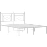 vidaXL Kovinski posteljni okvir z vzglavjem bel 140x190 cm | Shoptok.si
