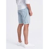 Ombre Men's denim shorts in delicate stripe - light blue | ePonuda.com
