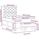 vidaXL Krevet s box springom s madracem i klupom svijetlosiva 120x190 cm tkanina | shoptok.hr