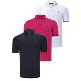 Dewberry TRIPLE SET T8586 MEN'S T-SHIRT-NAVY-WHITE-FUCHSIA Cijene