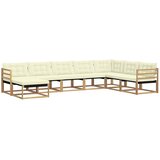 vidaXL Zunanja garnitura za sedenje z blazino 8 pcs Bela in krem, (5000282247) | Shoptok.si