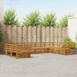  Set vanjskih sofa 9 kom. Prirodna Čvrsto drvo akacije 404 x 245,5 x 73 cm | shoptok.hr