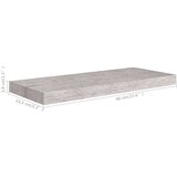 vidaXL Stenska polica betonsko siva 60x23,5x3,8 cm MDF | Shoptok.si