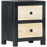Furnova Nočna omarica ročno izrezljana siva 40x30x50cm trden mangov les, (21927011) | Shoptok.si