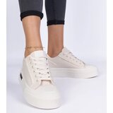 D/CEO marka niezdefiniowana Beige women's canvas sneakers on a platform Verinos | Shoptok.si