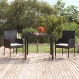 vidaXL Vrtna miza s stekleno ploščo črna 90x90x75 cm poli ratan Cene