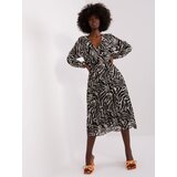 Fashion Hunters Ecru-black zebra dress with belt | shoptok.hr
