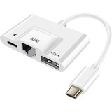 AVIZAR adapter 3-v-1 usb c v usb/ethernet/usb c – bel, (20886101) Cene