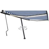  Tenda na ručno uvlačenje s LED svjetlom 400x300 cm plavo-bijela Cijene