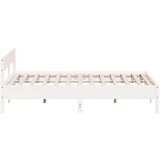  Okvir za krevet s uzglavljem bijeli 200x200 cm masivna borovina | shoptok.hr